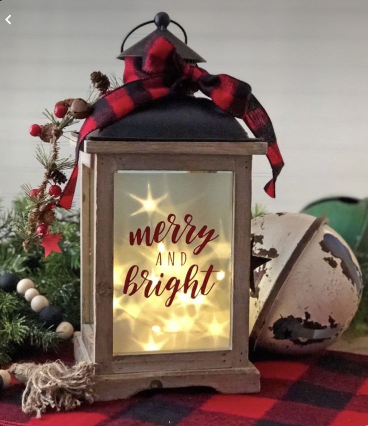 Stenciled Holiday Word Lanterns