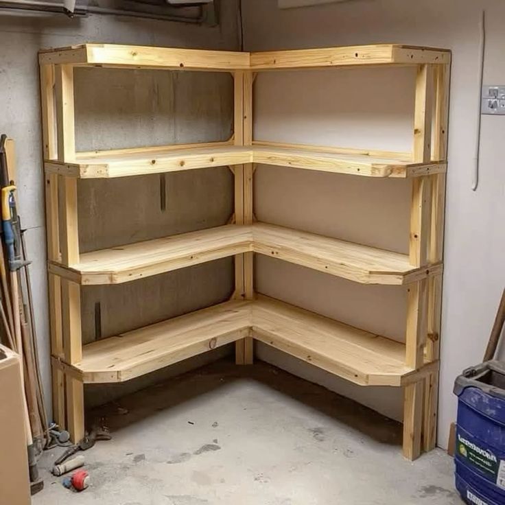 Corner Shelves Maximize Shed Space