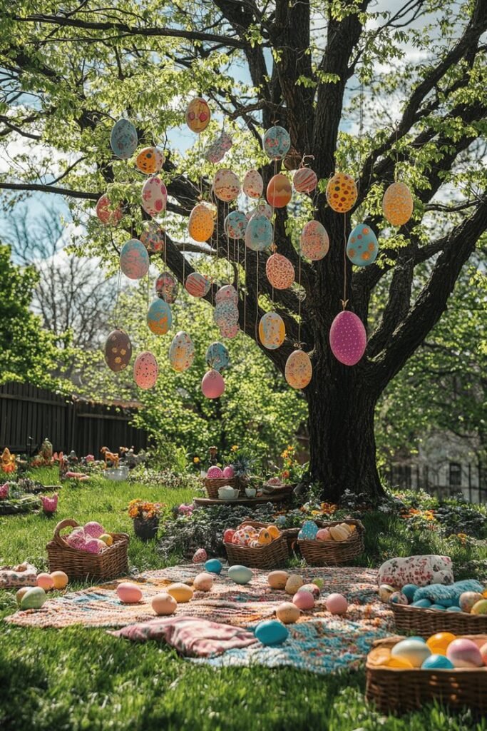 Backyard Egg Hunt Picnic Setup