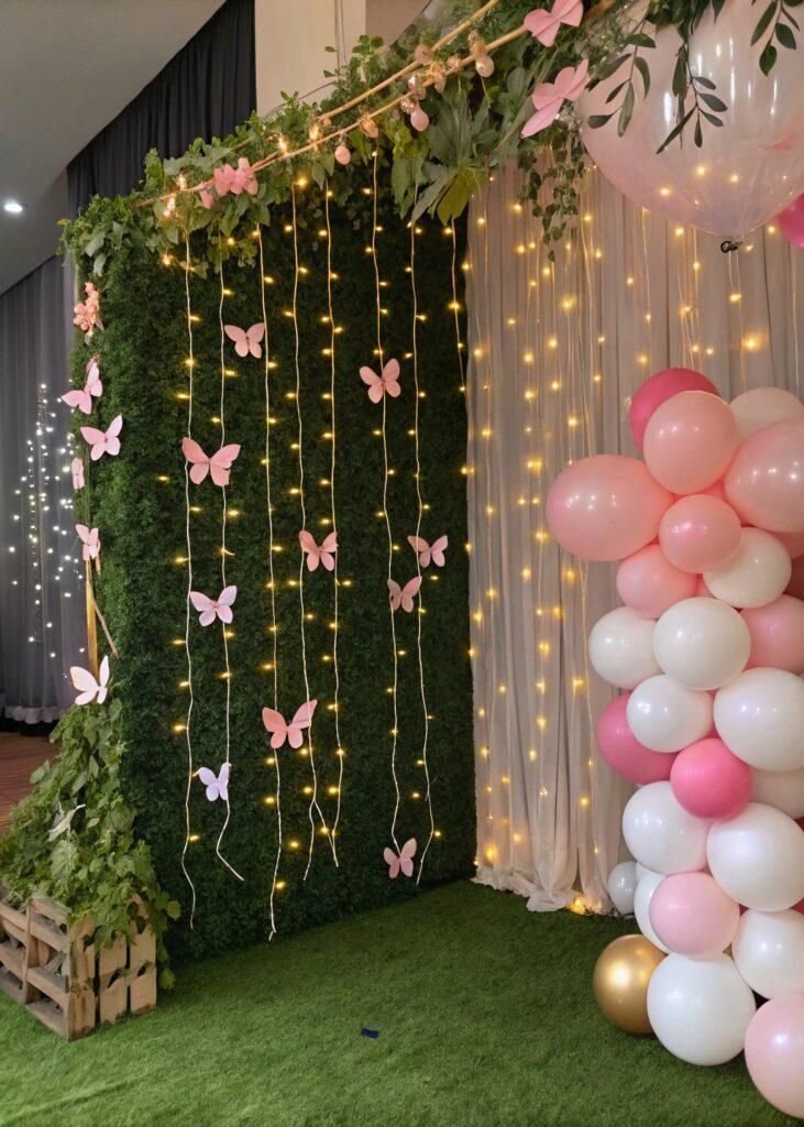 Pastel Balloon Arch with Butterflies
