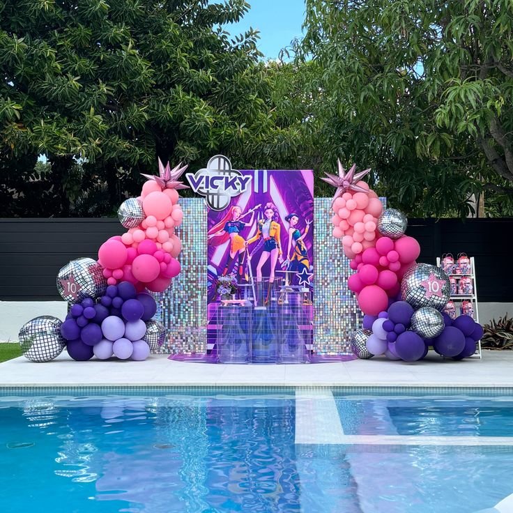 Pool Side Birthday Setup