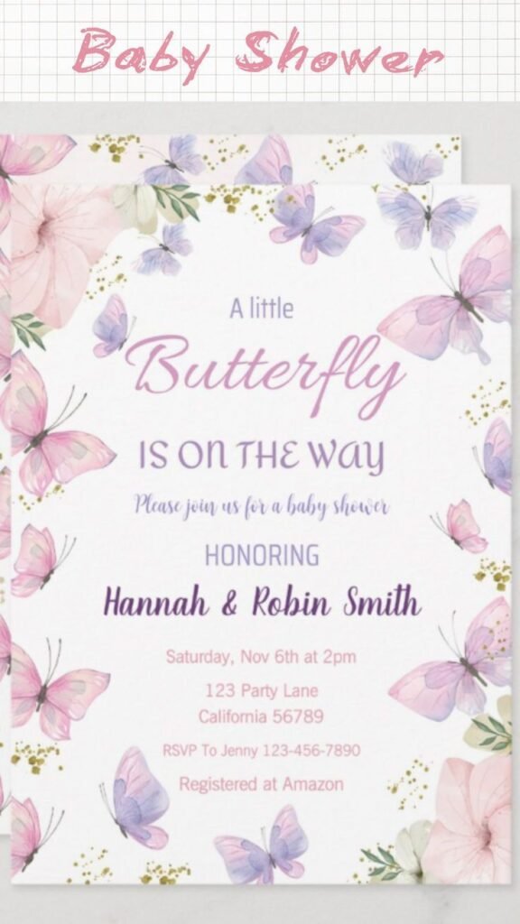 “A Little Butterfly is Coming” Theme Invite
