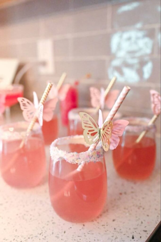Pink Lemonade with Butterfly Straws