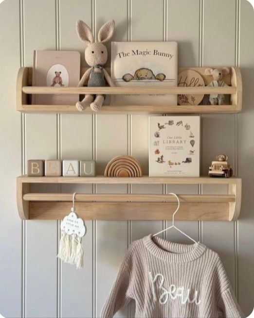 Wooden Peg Rail Shelf
