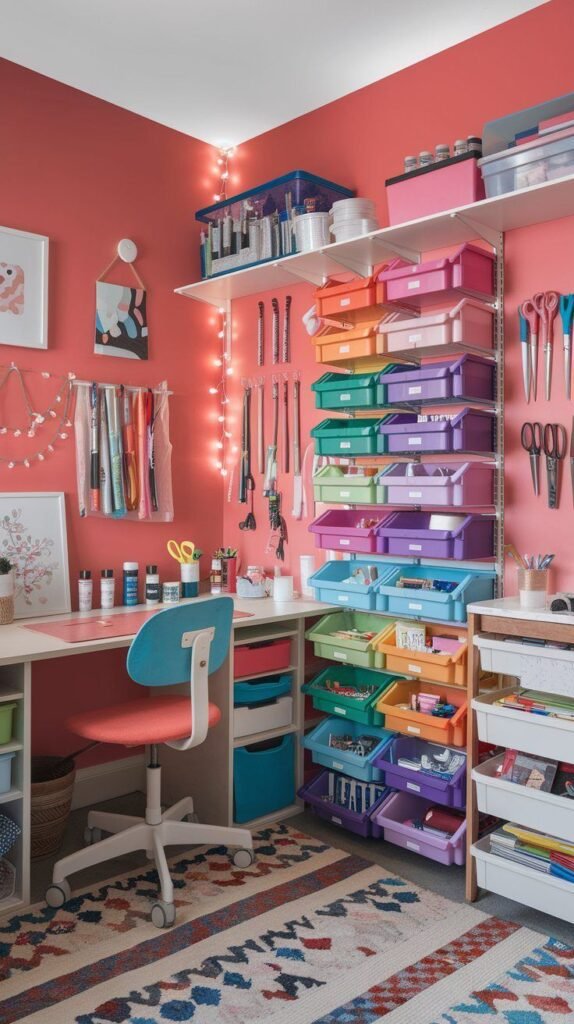 Wall-Mounted Craft Supply Storage