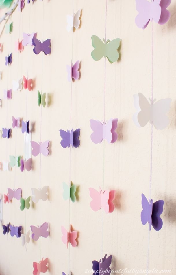 Soft Paper Butterflies On the Wall
