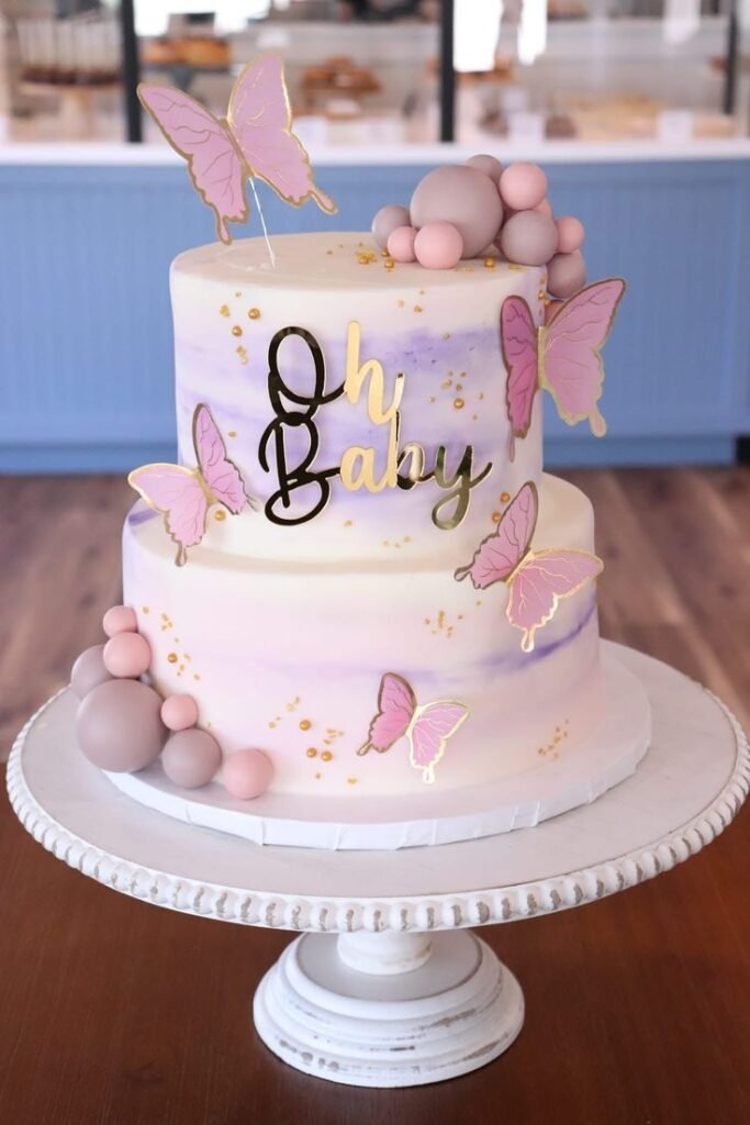Tiered Cake with Edible Butterfly Toppers