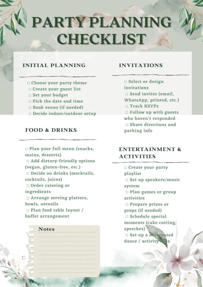 Easy Party Planning Checklist — Free to Download & Print