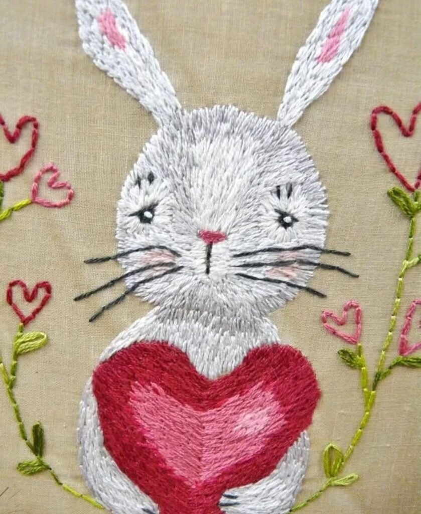 Bunny Embroidery Pattern Design