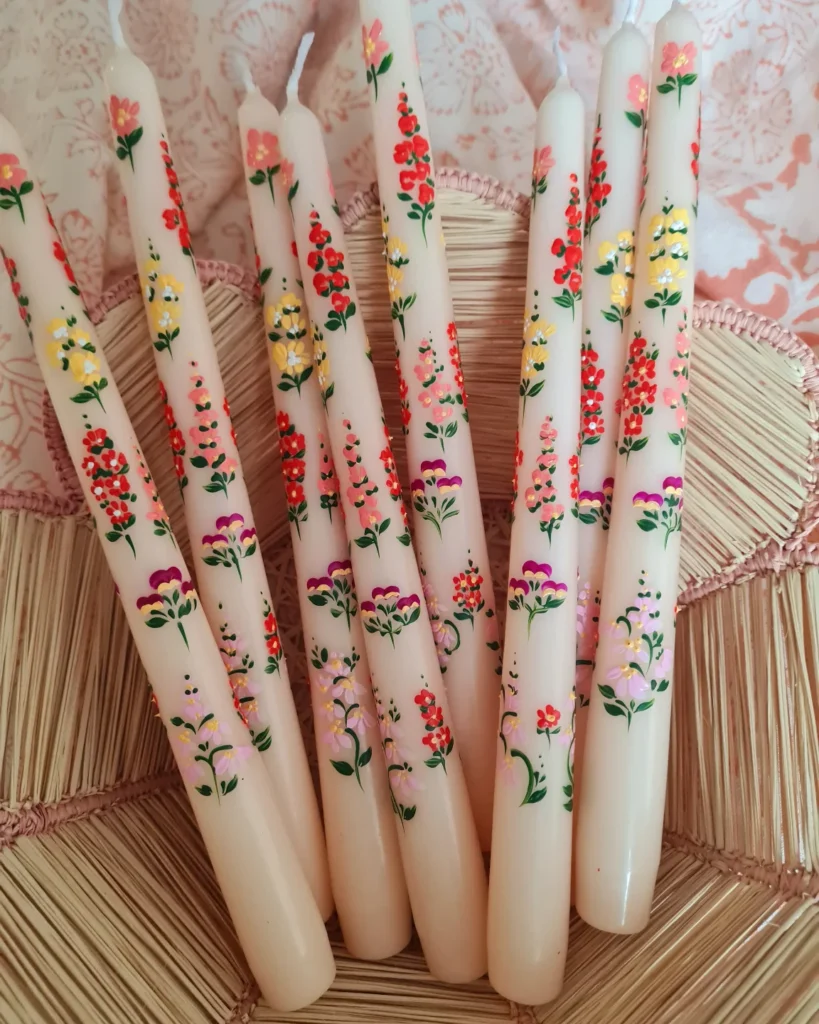 Painted Wine Bottle Candle Holders